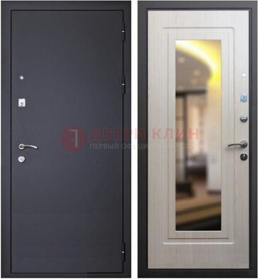 Черная металлическая дверь с зеркалом ДЗ-26 в Великом Новгороде