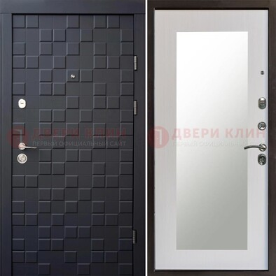 Черная стальная дверь МДФ и зеркалом ДЗ-50 в Великом Новгороде