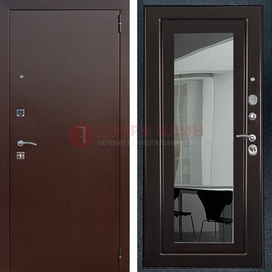 Металлическая дверь с порошковым напылением с МДФ и зеркалом ДЗ-61 в Балашихе