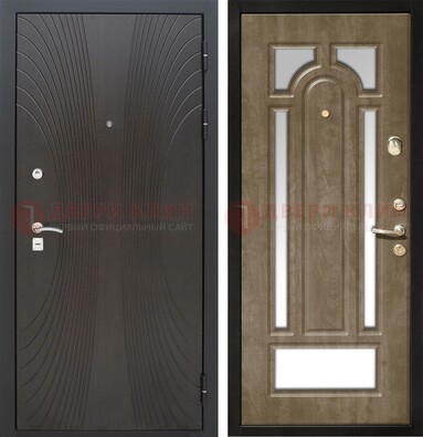Темная металлическая дверь МДФ с различными зеркальными вставками внутри ДЗ-82 в Великом Новгороде